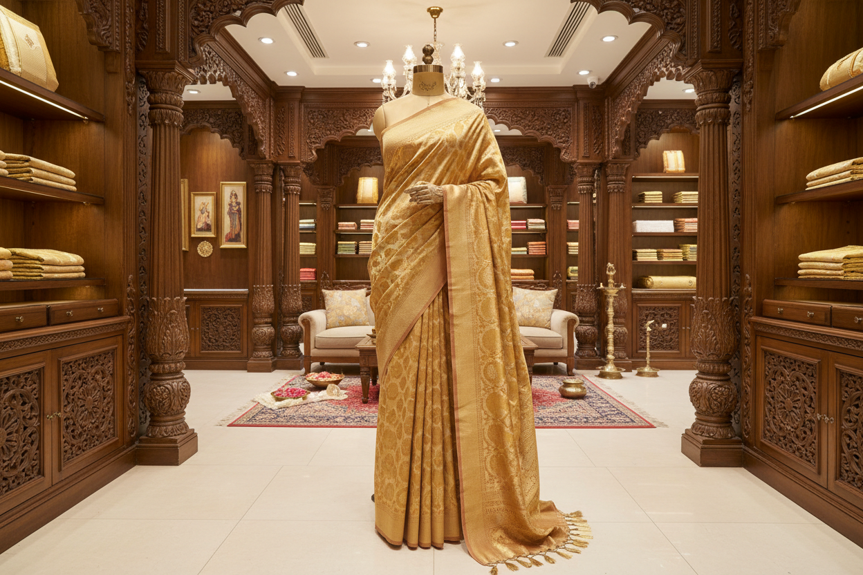 Pure Tussar Georgette Silk Banarasi Saree