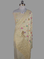Banarasi Pure Monga Georgette Dress | Golden Zari & Multicolour Meenakari