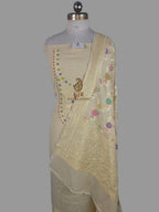 Banarasi Pure Monga Georgette Dress | Golden Zari & Multicolour Meenakari
