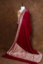 Wine Banarasi Handloom Pure Khaddi Georgette Saree | Pure Water Zari Border & Rich Pallu
