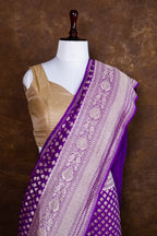 Pure Khaddi Georgette Saree | Banarasi Handloom with Pure Water Zari Booti