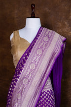 Pure Khaddi Georgette Saree | Banarasi Handloom with Pure Water Zari Booti
