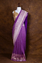 Pure Khaddi Georgette Saree | Banarasi Handloom with Pure Water Zari Booti