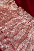 Wine Banarasi Handloom Pure Khaddi Georgette Saree | Pure Water Zari Border & Rich Pallu
