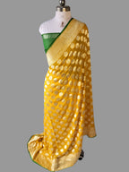 Pure Khaddi Georgette Banarasi Saree | Pure Water Zari with Hand Brush Piping