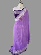 Banarasi Handloom Pure Khaddi Georgette Saree | Pure Silver Zari Fancy Border