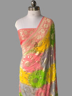 Rangkat Banarasi Handloom Pure Khaddi Georgette Saree | Pure Water Zari & Hand Brush Rangkat Dyed