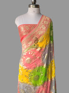 Rangkat Banarasi Handloom Pure Khaddi Georgette Saree | Pure Water Zari & Hand Brush Rangkat Dyed