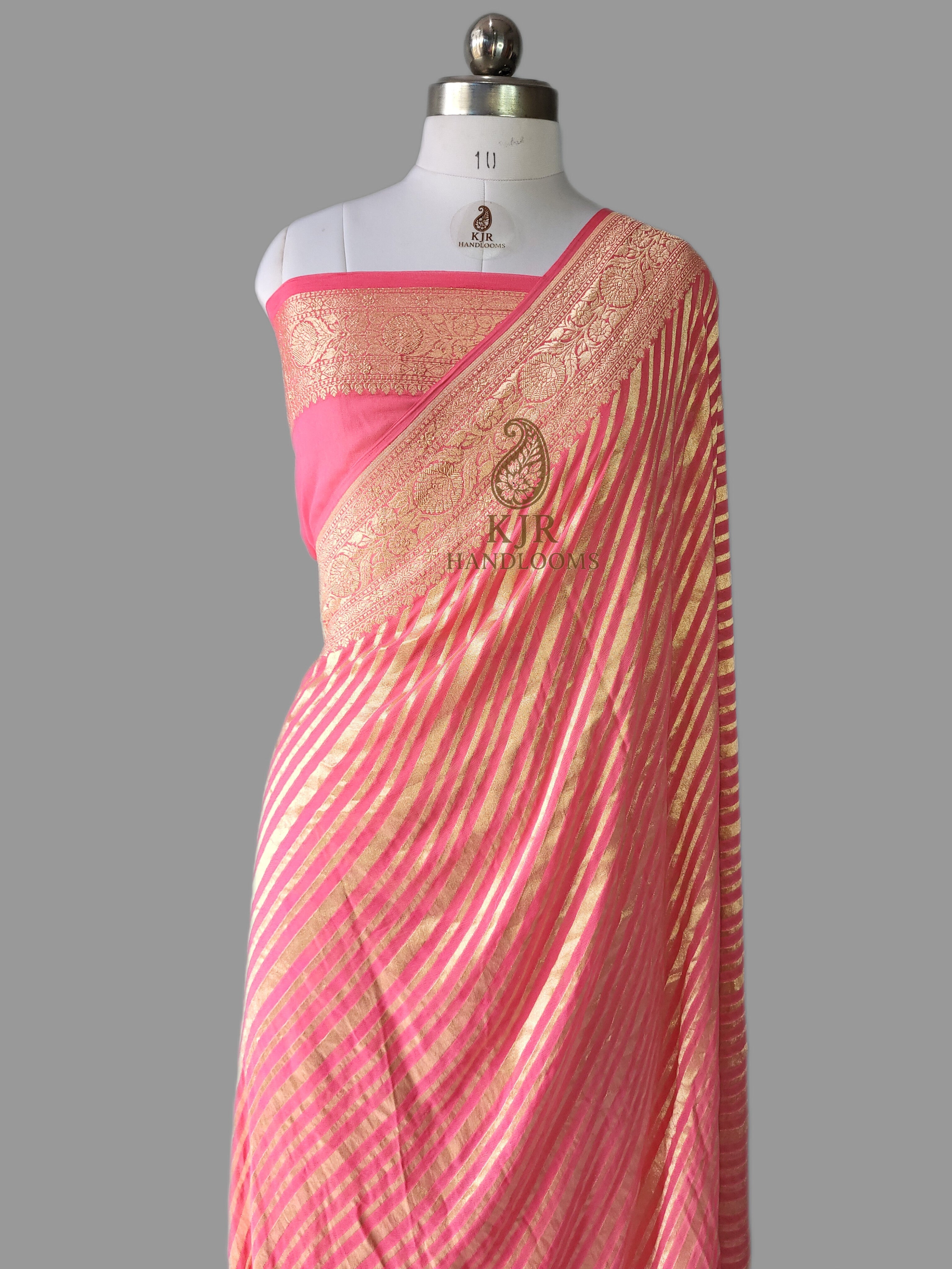 Pure Khaddi Georgette Silk Banarasi Saree | Pure Water Zari