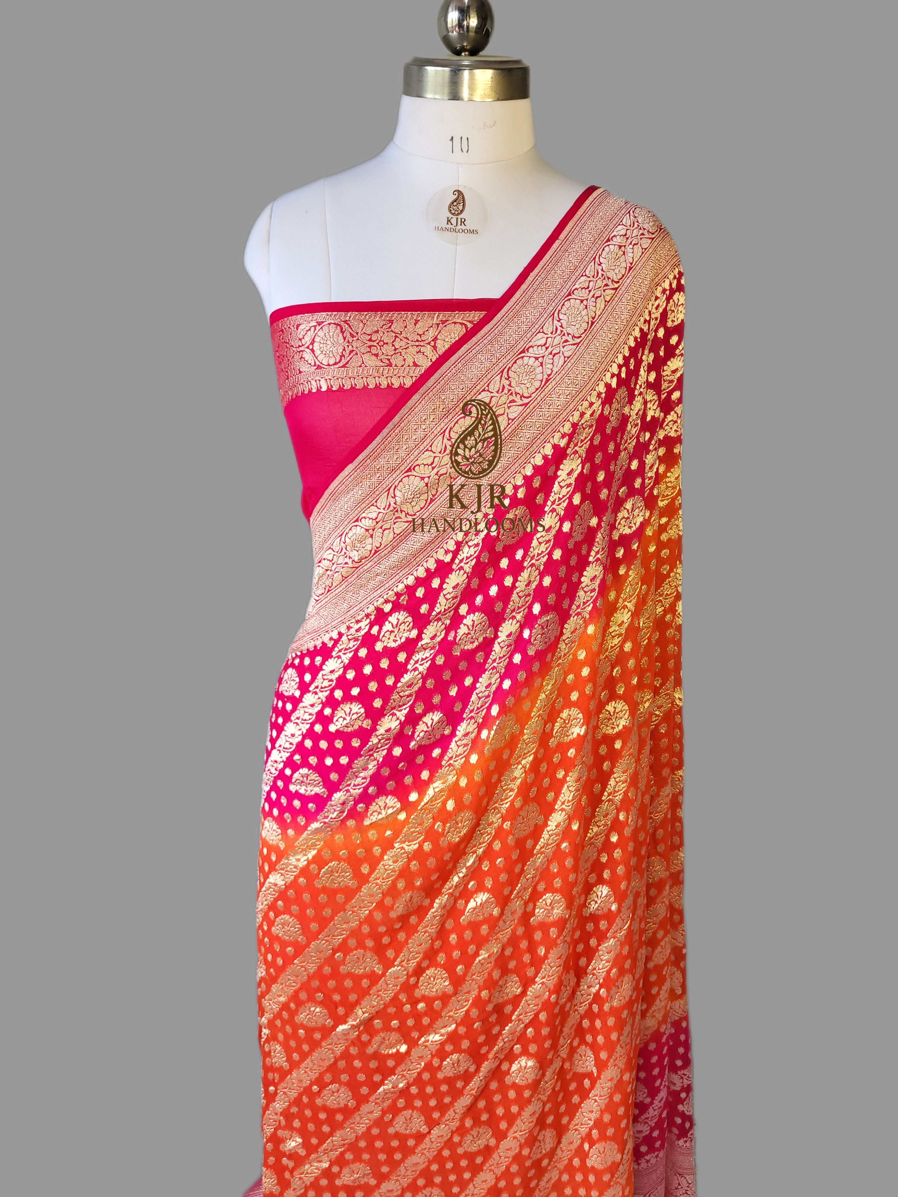 Pure Khaddi Georgette Saree | Banarasi Handloom & Pure Water Zari