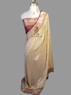 Pure Khaddi Georgette Banarasi Saree | Pure Water Zari Stripe Weaving