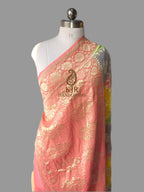 Rangkat Banarasi Handloom Pure Khaddi Georgette Saree | Pure Water Zari & Hand Brush Rangkat Dyed