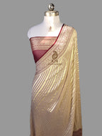 Pure Khaddi Georgette Banarasi Saree | Pure Water Zari Stripe Weaving