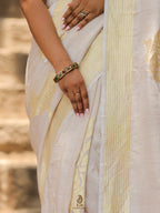 Banarasi Handloom Pure Tussar Georgette Silk Saree | Pure Sona Rupa Zari