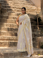 Banarasi Handloom Pure Tussar Georgette Silk Saree | Pure Sona Rupa Zari