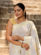 Banarasi Handloom Pure Tussar Georgette Silk Saree | Pure Sona Rupa Zari