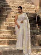 Banarasi Handloom Pure Tussar Georgette Silk Saree | Pure Sona Rupa Zari