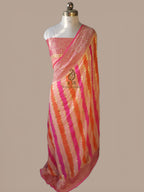 Pure Khaddi Georgette Rangkat Saree - Authentic Banarasi Handloom Masterpiece