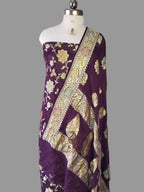 Banarasi Handloom Pure Khaddi Georgette Dress | Pure Water Zari
