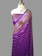 Banarasi Handloom Pure Khaddi Georgette Saree | Pure Antique Zari Stripe