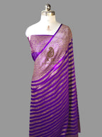 Banarasi Handloom Pure Khaddi Georgette Saree | Pure Antique Zari Stripe