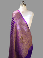 Banarasi Handloom Pure Khaddi Georgette Saree | Pure Antique Zari Stripe