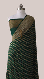 Banarasi Handloom Pure Khaddi Georgette Saree | Pure Antique Zari Booti