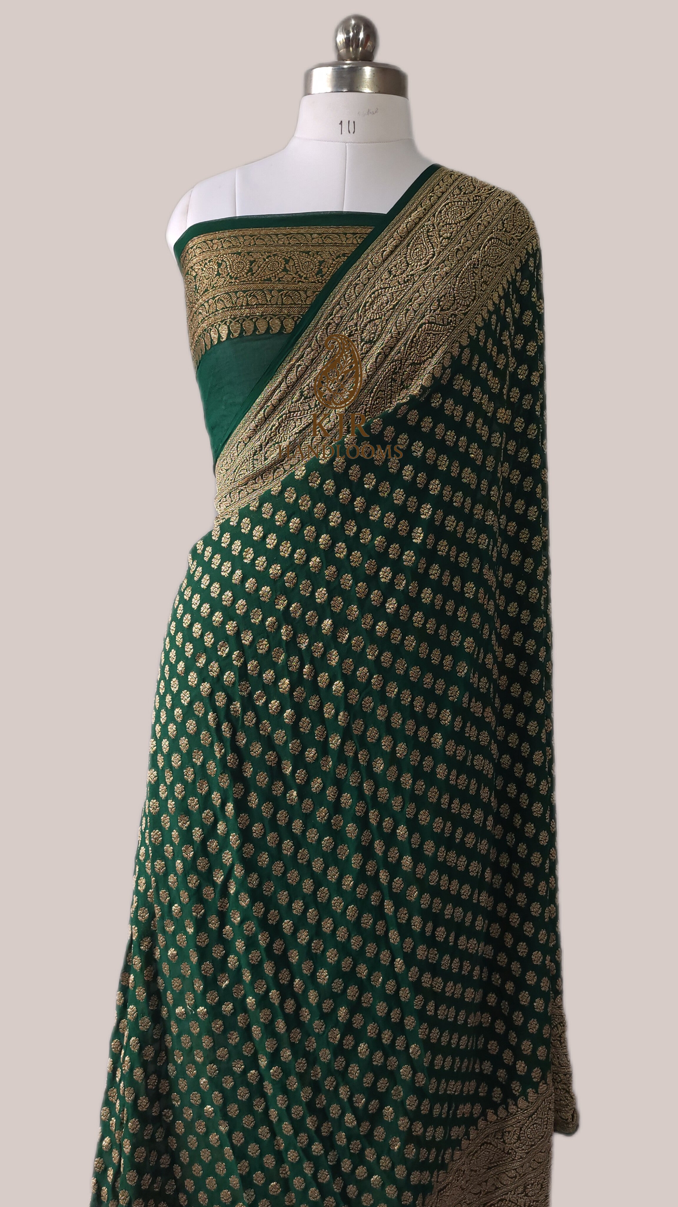Banarasi Handloom Pure Khaddi Georgette Saree | Pure Antique Zari Booti