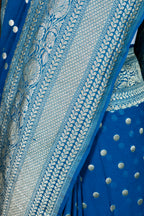 Pure Khaddi Georgette Silk Saree | Banarasi Handloom Water Zari Booti