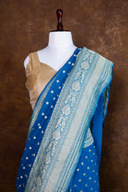 Pure Khaddi Georgette Silk Saree | Banarasi Handloom Water Zari Booti