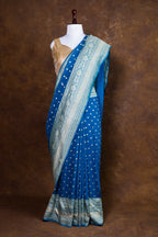 Pure Khaddi Georgette Silk Saree | Banarasi Handloom Water Zari Booti