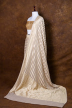 Pure Khaddi Georgette Silk Saree | Banarasi Handloom Water Zari Stripes