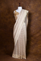 Pure Khaddi Georgette Silk Saree | Banarasi Handloom Water Zari Stripes
