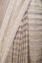 Pure Khaddi Georgette Silk Saree | Banarasi Handloom Water Zari Stripes