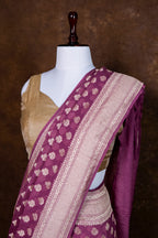 Pure Khaddi Georgette Banarasi Saree | Pure Water Zari Booti Weaving