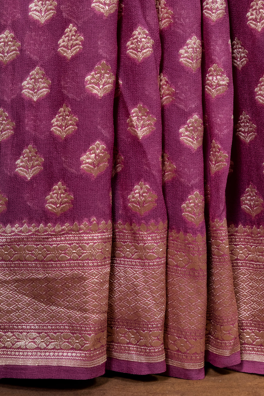Pure Khaddi Georgette Banarasi Saree | Pure Water Zari Booti Weaving