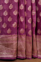 Pure Khaddi Georgette Banarasi Saree | Pure Water Zari Booti Weaving