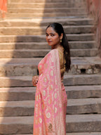 Banarasi Handloom Pure Khaddi Georgette Saree | All-Over Pure Water Zari Jaal