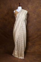 Authentic Banarasi Pure Khaddi Georgette Saree | All-Over Water Zari Jaal