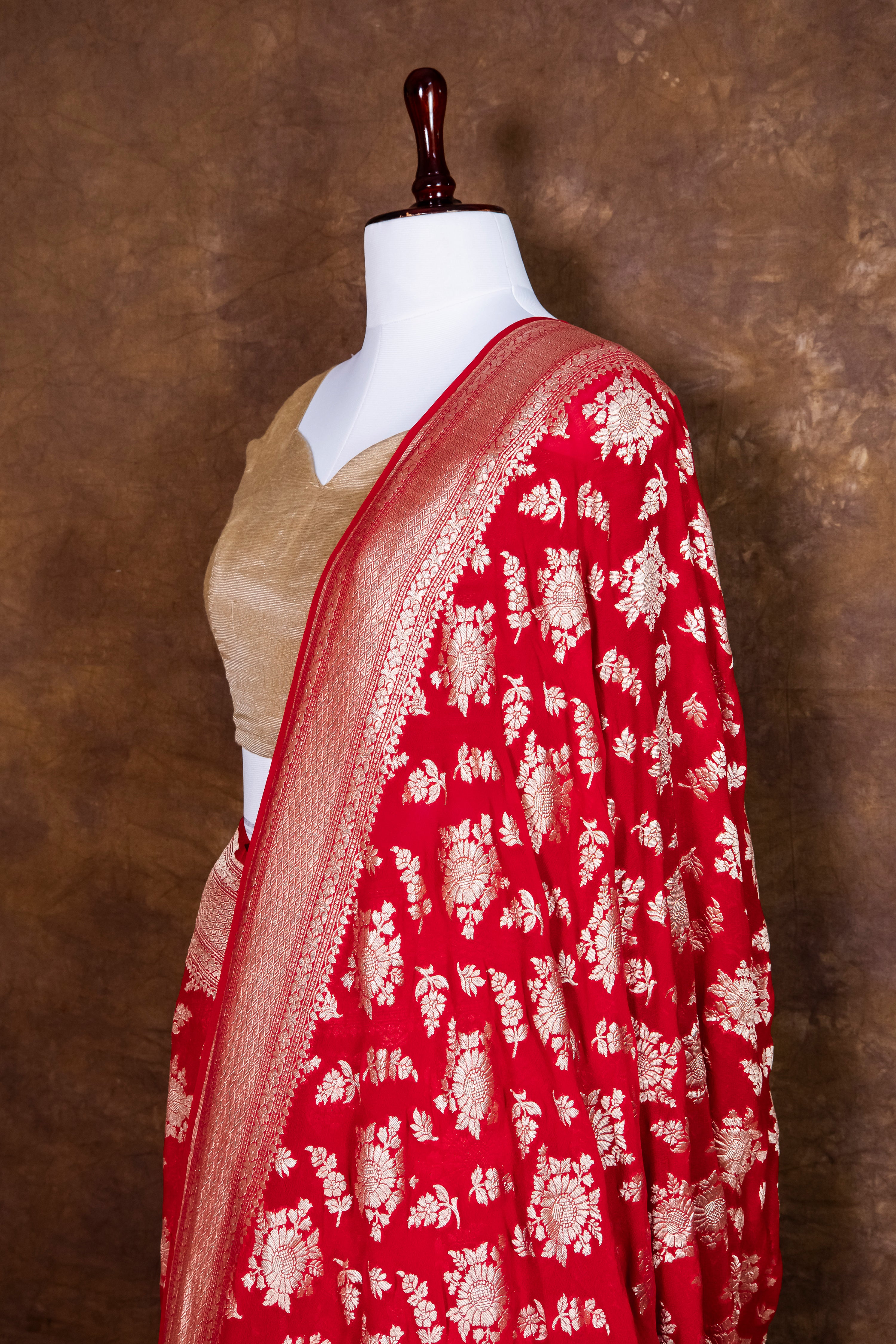 Banarasi Handloom Pure Khaddi Georgette Saree | Pure Water Zari Elegance