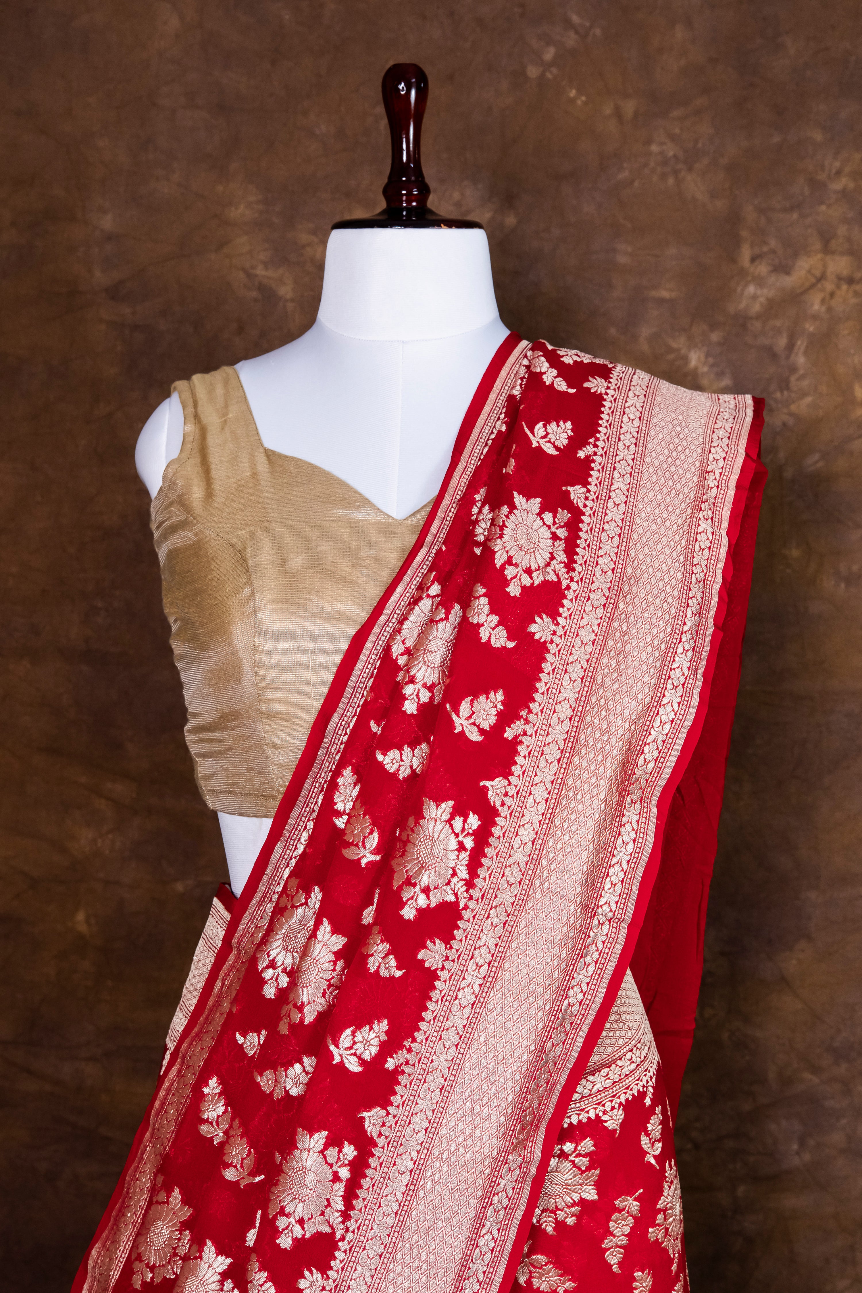 Banarasi Handloom Pure Khaddi Georgette Saree | Pure Water Zari Elegance