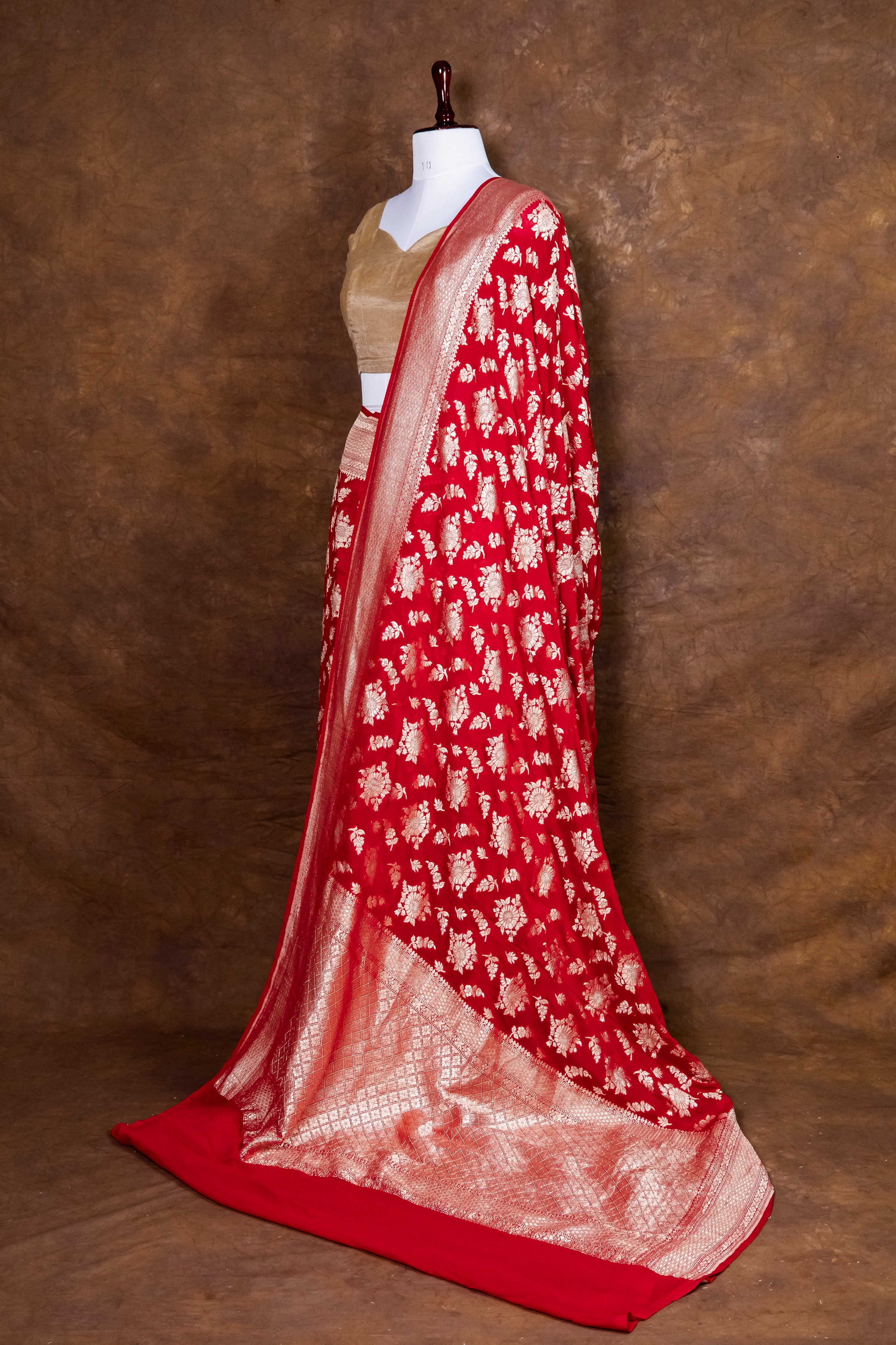Banarasi Handloom Pure Khaddi Georgette Saree | Pure Water Zari Elegance