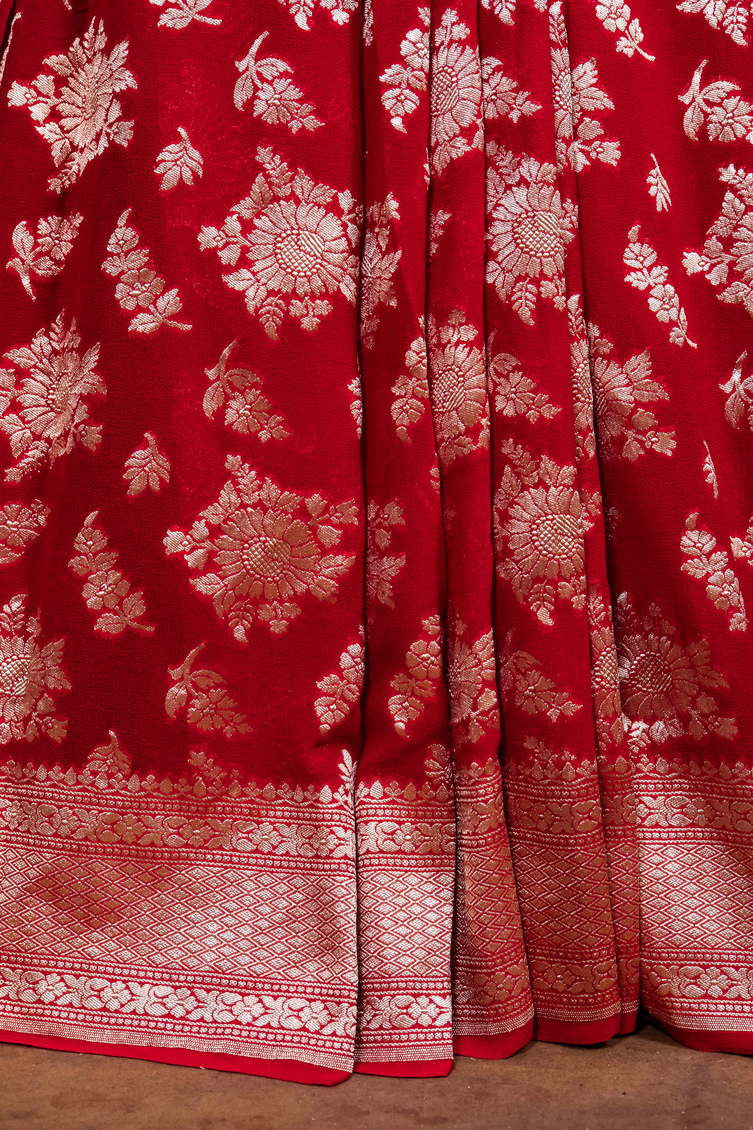 Banarasi Handloom Pure Khaddi Georgette Saree | Pure Water Zari Elegance