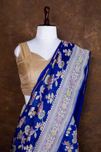 Banarasi Handloom Pure Khaddi Georgette Saree | Pure Water Zari Jaal & Hand-Brush Meenakari