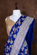 Banarasi Handloom Pure Khaddi Georgette Saree | Pure Water Zari Jaal & Hand-Brush Meenakari