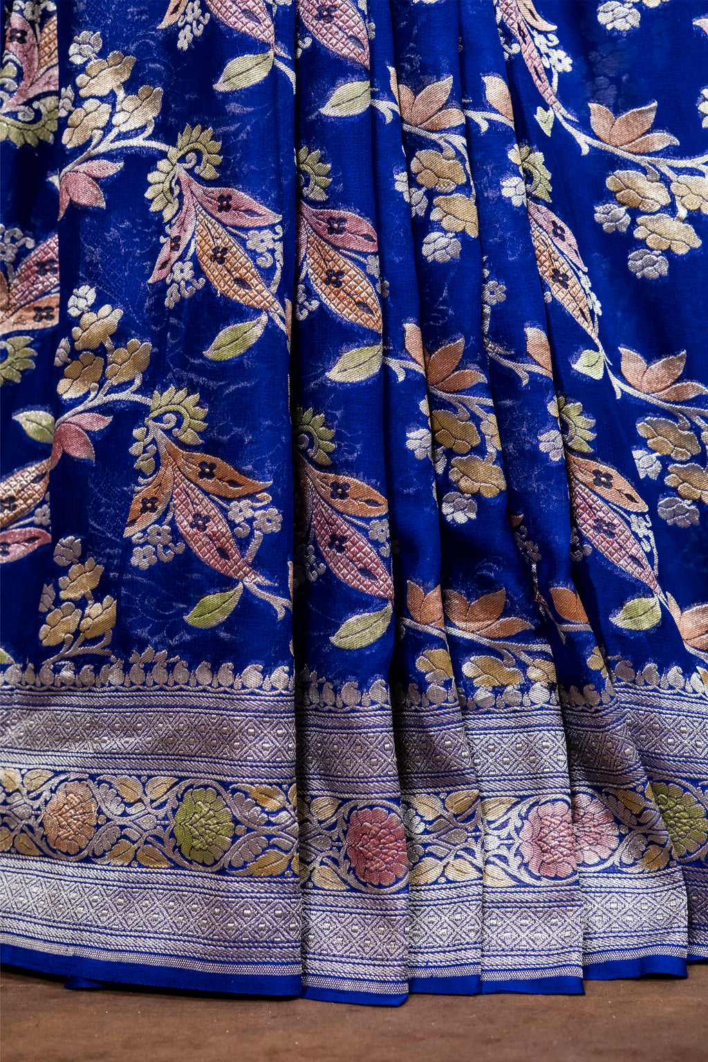 Banarasi Handloom Pure Khaddi Georgette Saree | Pure Water Zari Jaal & Hand-Brush Meenakari