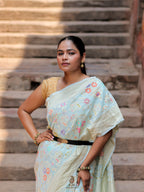 Banarasi Handloom Pure Khaddi Georgette Saree | Pure Sona Zari & Multi Colour Meenakari
