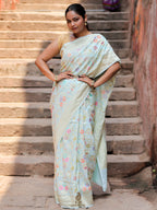 Banarasi Handloom Pure Khaddi Georgette Saree | Pure Sona Zari & Multi Colour Meenakari