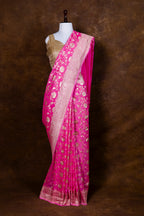 Pure Khaddi Georgette Banarasi Saree | Pure Water Zari Jaal Weaving