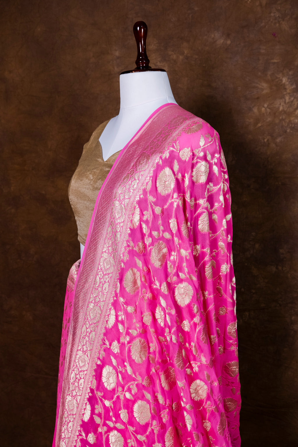 Pure Khaddi Georgette Banarasi Saree | Pure Water Zari Jaal Weaving